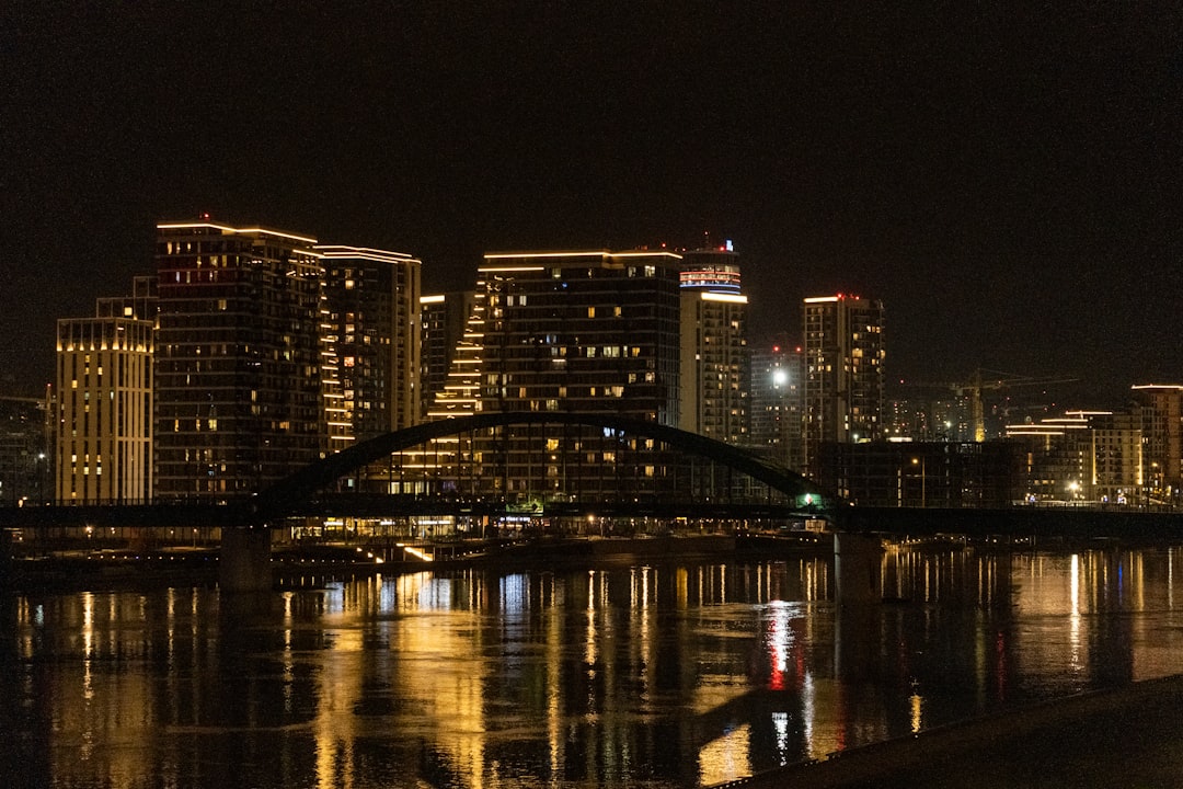 Belgrade waterfront at night